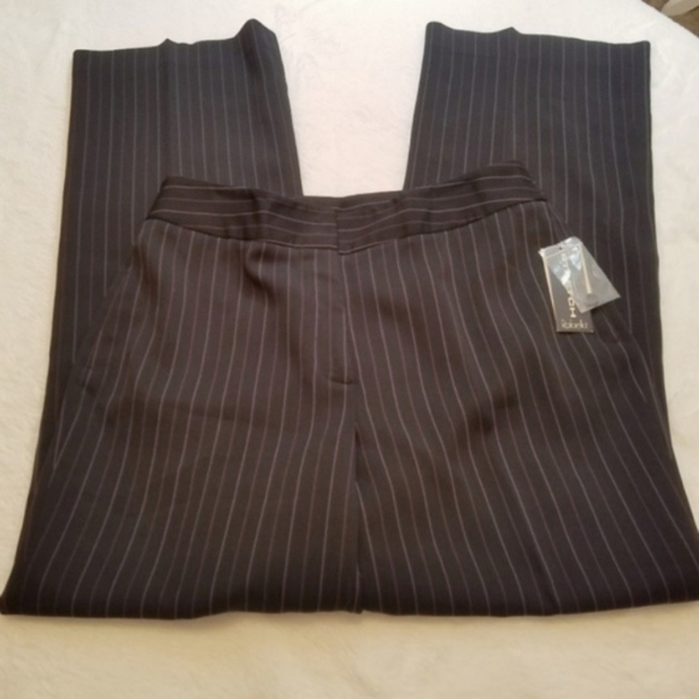 Rafaella Pinstriped Career Pants, Black, NWT